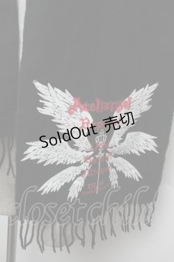 画像2: MAM / 羽根プリントマフラー  黒 S-26-02-15-003-LO-ZA-HR-ZS