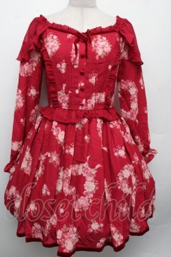 画像1: LIZ LISA / ブーケハート柄ワンピース  ワイン S-26-02-15-037-LO-TO-AS-ZS