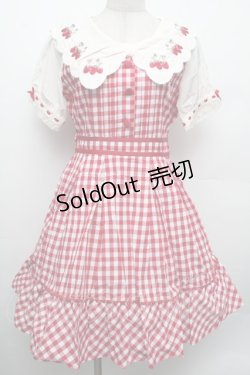 画像1: LIZ LISA / ストロベリーレースギンガムワンピース  赤Ｘ白 S-26-02-15-038-LO-OP-AS-ZS