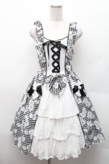BABY,THE STARS SHINE BRIGHT / Fragrant Floral Menuet ジャンパースカート  黒ｘ白 S-26-02-17-034-BA-OP-HR-ZS