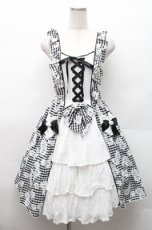 画像1: BABY,THE STARS SHINE BRIGHT / Fragrant Floral Menuet ジャンパースカート  黒ｘ白 S-26-02-17-034-BA-OP-HR-ZS (1)