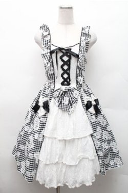 画像1: BABY,THE STARS SHINE BRIGHT / Fragrant Floral Menuet ジャンパースカート  黒ｘ白 S-26-02-17-034-BA-OP-HR-ZS