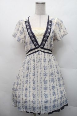 画像1: axes femme / ブーケストライプワンピース  オフｘ紺 S-26-02-17-041-AX-OP-AS-ZS