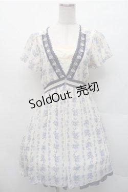 画像1: axes femme / ブーケストライプワンピース  オフｘ紺 S-26-02-17-041-AX-OP-AS-ZS