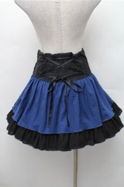 画像2: ALGONQUINS / ふんわりティアードスカート  黒ｘ青 S-26-02-17-042-AL-SK-AS-ZS