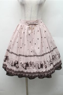 画像1: axes femme / 単色パネルパリ柄スカート  ピンク S-26-02-17-045-AX-SK-AS-ZS