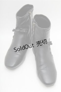 画像1: m petit by misako / リボンショートブーツ LL 黒 S-26-02-17-009-0-ZA-AS-ZS