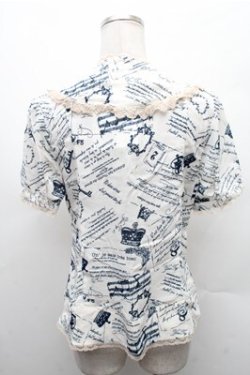 画像2: axes femme / アンティーク柄ブラウス  オフｘ紺 S-26-02-17-013-AX-BL-AS-ZS