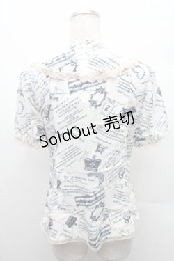 画像2: axes femme / アンティーク柄ブラウス  オフｘ紺 S-26-02-17-013-AX-BL-AS-ZS