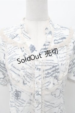 画像3: axes femme / アンティーク柄ブラウス  オフｘ紺 S-26-02-17-013-AX-BL-AS-ZS