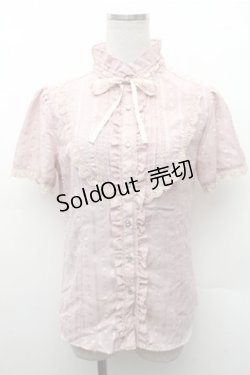 画像1: axes femme / カットドビーストライプ半袖ブラウス  ピンク S-26-02-17-015-AX-BL-AS-ZS