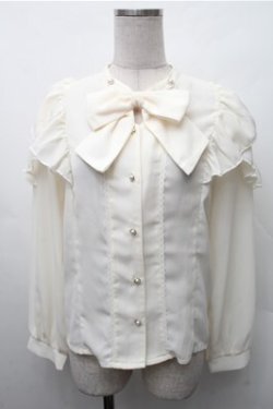 画像1: axes femme POETIQUE / リボン付フリル長袖ブラウス  オフ S-26-02-17-019-AX-BL-AS-ZS