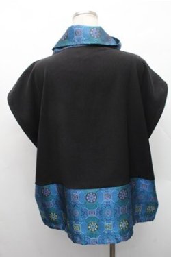 画像2: Deorart / チャイナ・中華ボタン　ジレ ベスト  黒ｘ青 S-26-02-17-025-PU-TO-AS-ZS