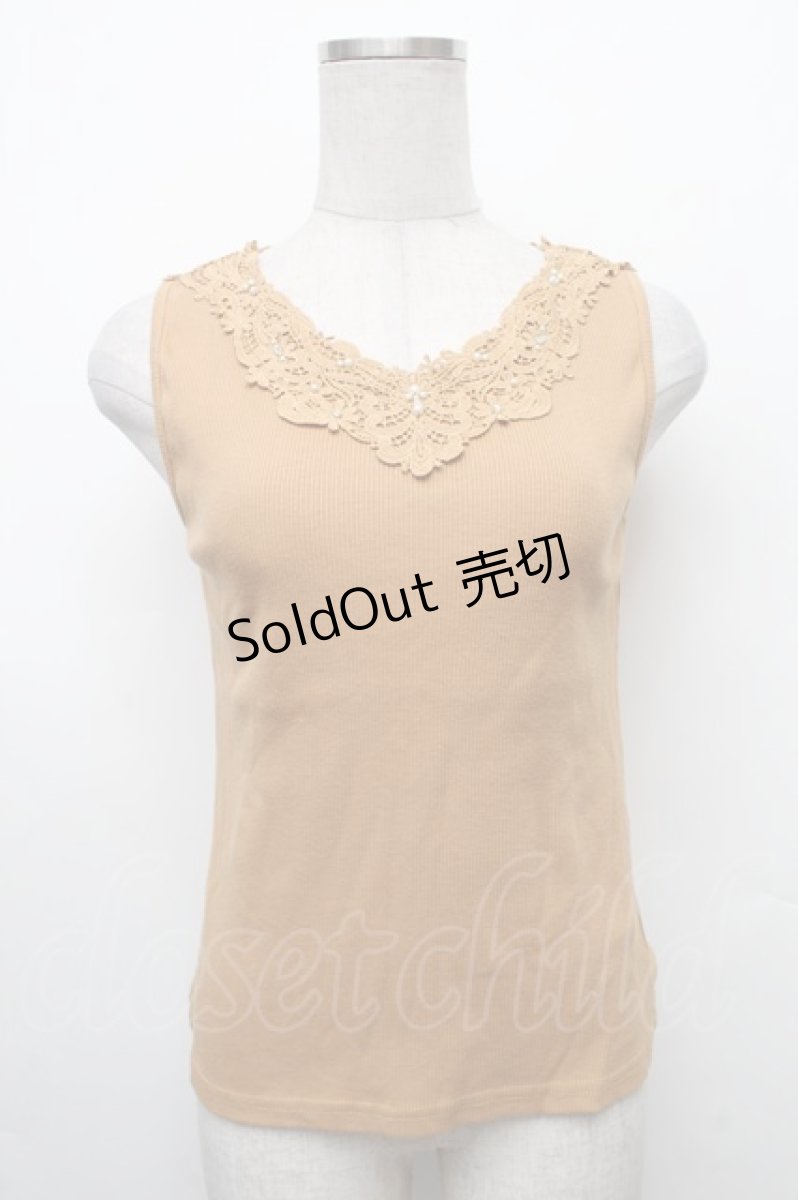 画像1: axes femme / モチーフレースタンク  からし S-26-02-18-029-AX-TO-HR-ZS (1)
