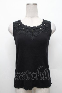 画像1: axes femme / 吸水速乾モチーフレースタンク  黒 S-26-02-18-032-AX-TO-HR-ZS