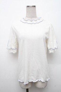 画像1: axes femme / バイカラーメロー袖レースプルオーバー  白 S-26-02-18-035-AX-TO-HR-ZS