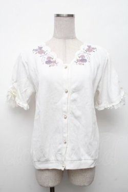 画像1: axes femme / ローズ刺繍カットカーディガン  白 S-26-02-18-036-AX-TO-HR-ZS