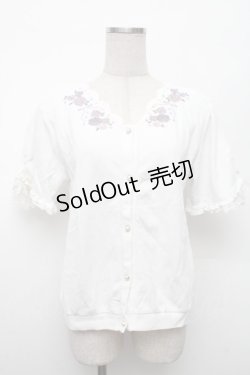 画像1: axes femme / ローズ刺繍カットカーディガン  白 S-26-02-18-036-AX-TO-HR-ZS