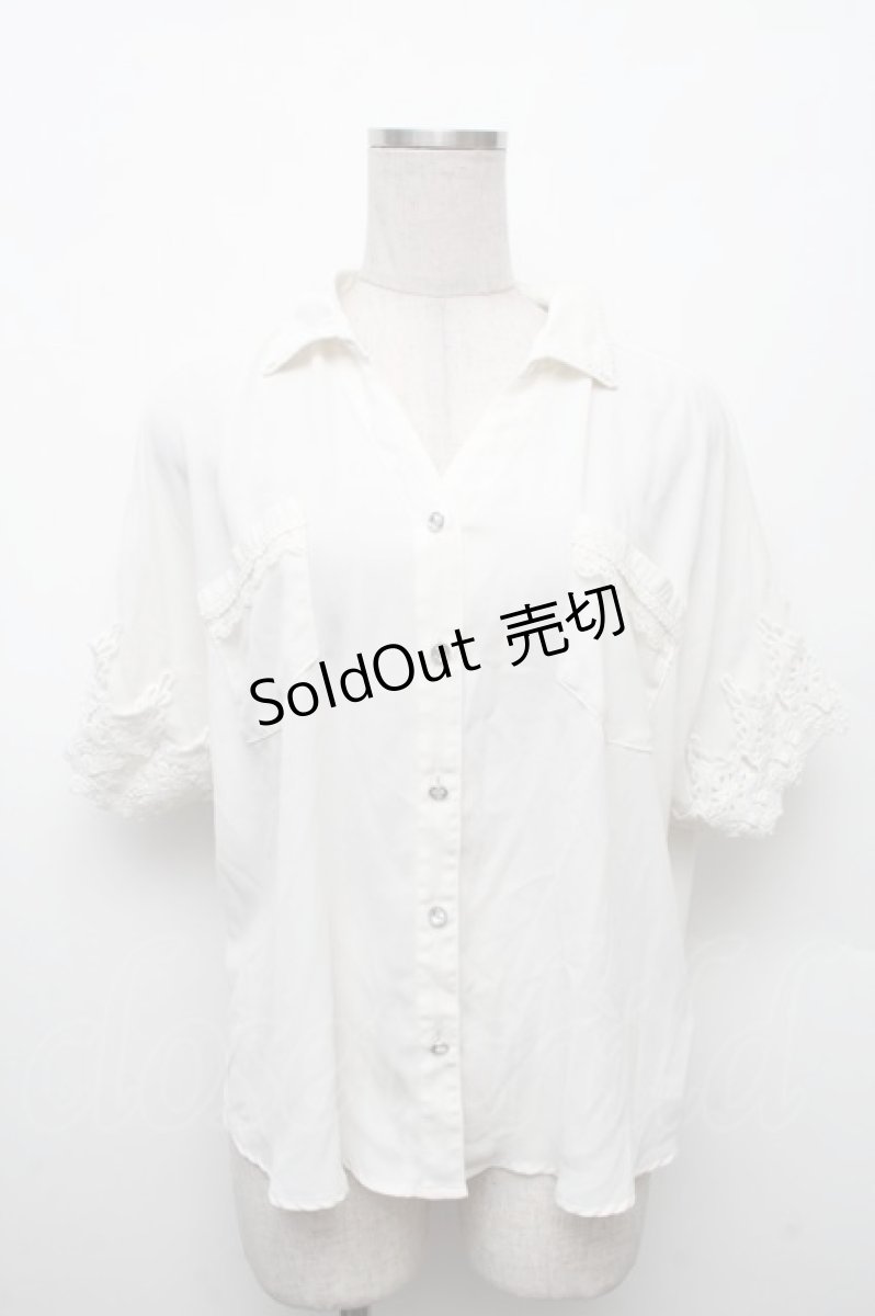 画像1: axes femme / バックレースアップシフォンブラウス  白 S-26-02-18-037-AX-BL-HR-ZS (1)
