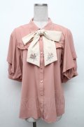 axes femme / ブーケリボン刺繍ブラウス  ピンク S-26-02-18-040-AX-BL-HR-ZS