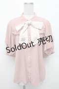axes femme / ブーケリボン刺繍ブラウス  ピンク S-26-02-18-040-AX-BL-HR-ZS
