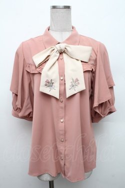 画像1: axes femme / ブーケリボン刺繍ブラウス  ピンク S-26-02-18-040-AX-BL-HR-ZS
