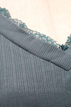 画像3: axes femme / 袖シフォン半袖リブトップス  ブルー S-26-02-18-041-AX-TO-HR-ZS