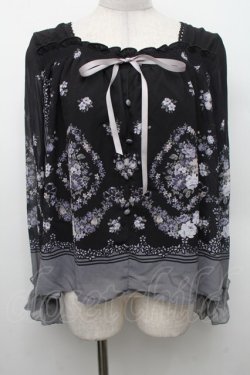 画像1: axes femme / ブーケパネル柄プルオーバー  黒 S-26-02-18-047-AX-TO-HR-ZS