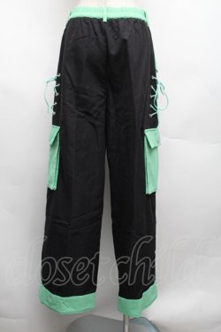 画像2: NieR Clothing / バイカラーパンツ  黒ｘグリーン S-26-02-18-055-PU-PA-HR-ZS
