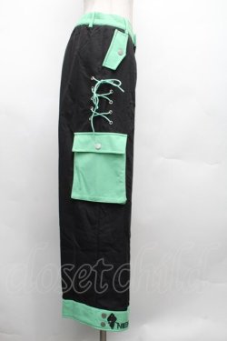 画像3: NieR Clothing / バイカラーパンツ  黒ｘグリーン S-26-02-18-055-PU-PA-HR-ZS