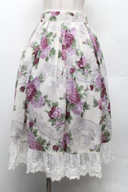 画像1: axes femme / ラフィネローズ柄タックスカート F オフ×紫 S-26-02-18-058-AX-SK-TE-ZS