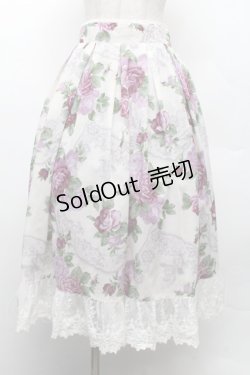 画像1: axes femme / ラフィネローズ柄タックスカート F オフ×紫 S-26-02-18-058-AX-SK-TE-ZS