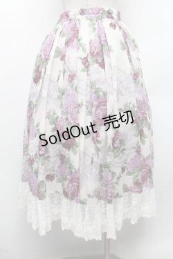 画像2: axes femme / ラフィネローズ柄タックスカート F オフ×紫 S-26-02-18-058-AX-SK-TE-ZS