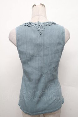 画像2: axes femme / 薔薇レース使いリブタンク  ブルー S-26-02-18-025-AX-TO-HR-ZS