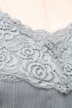 画像3: axes femme / 薔薇レース使いリブタンク  ブルー S-26-02-18-025-AX-TO-HR-ZS