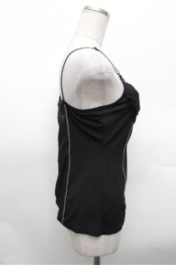 画像2: OZZ ANGELO / プリーツデザインキャミソール  黒 S-26-02-20-032-OO-OP-AS-ZS