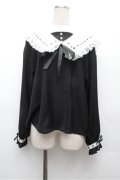 Secret Honey / フリル襟ブラウス  黒ｘ白 S-26-02-20-035-CA-TS-AS-ZS