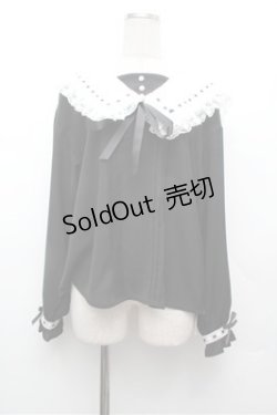 画像1: Secret Honey / フリル襟ブラウス  黒ｘ白 S-26-02-20-035-CA-TS-AS-ZS