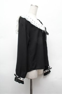 画像2: Secret Honey / フリル襟ブラウス  黒ｘ白 S-26-02-20-035-CA-TS-AS-ZS