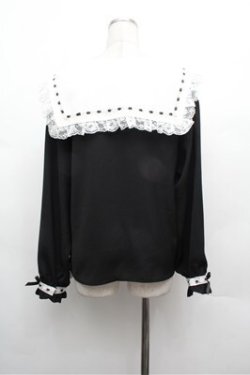 画像3: Secret Honey / フリル襟ブラウス  黒ｘ白 S-26-02-20-035-CA-TS-AS-ZS