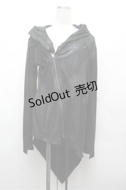 画像1: CIVARIZE / テレコ切り替えフェイクスウェード変形パーカー 46 黒 S-26-02-20-037-GO-TO-AS-ZS