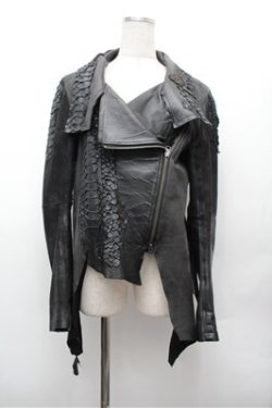 画像1: h.NAOTO / ドラゴンレザージャケット  黒 S-26-02-20-040-HN-JA-AS-ZS