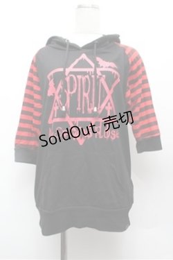 画像1: Dig Deep / プリント半袖パーカー L 黒×赤 S-26-02-20-043-PU-TO-TE-ZS