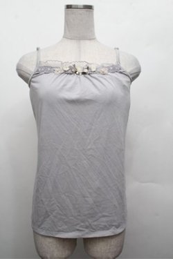 画像1: axes femme / フラワーモチーフキャミソール  ブルーグレー S-26-02-20-013-AX-TO-AS-ZS