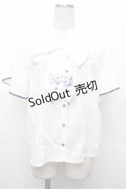 画像1: axes femme / 紫陽花刺繍リボンブラウス  白 S-26-02-20-015-AX-BL-HR-ZS