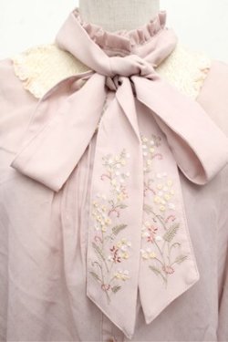 画像2: axes femme / ミモザ刺繍ボウタイブラウス  ピンク S-26-02-20-026-AX-BL-AS-ZS