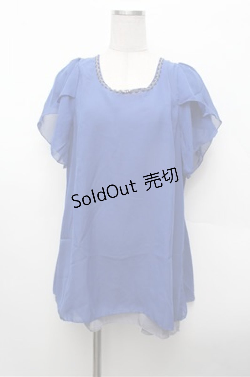 画像1: axes femme / シフォントップス  青 S-26-02-20-028-AX-TO-AS-ZS (1)