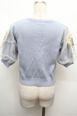 画像4: axes femme / ブーケ刺繍ショートカーデ  サックス S-26-02-22-034-AX-TO-AS-ZS