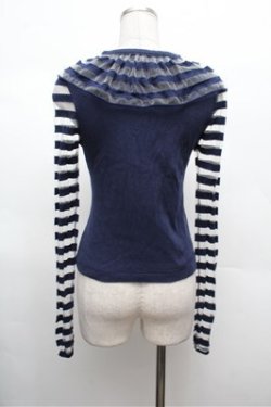 画像3: Jane Marple / 透かしボーダーカーディガン  紺 S-26-02-22-037-JM-TO-AS-ZS