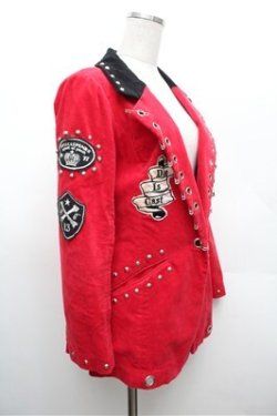 画像2: HELL CAT PUNKS / ベロアジャケット  赤ｘ黒 S-26-02-22-042-PU-JA-AS-ZS